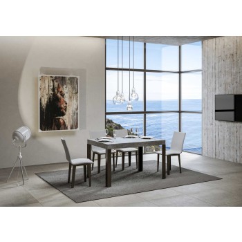 Table Linea - Table extensible 90x120/224 cm Linea Frêne Blanc structure Anthracite