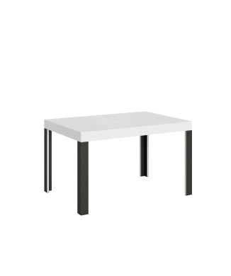 Table Linea - Table extensible 90x120/224 cm Linea Frêne Blanc structure Anthracite