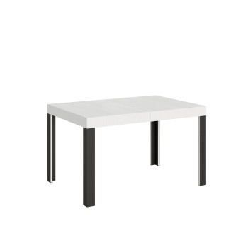 Table Linea - Table extensible 90x120/224 cm Linea Frêne Blanc structure Anthracite