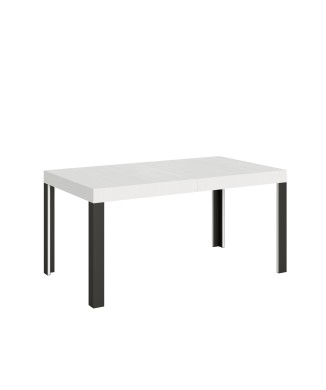 Table Linea - Table extensible 90x160/264 cm Linea Frêne Blanc structure Anthracite