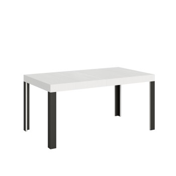 Table Linea - Table extensible 90x160/264 cm Linea Frêne Blanc structure Anthracite