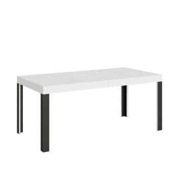 Table Linea - Table extensible 90x180/284 cm Linea Frêne Blanc structure Anthracite