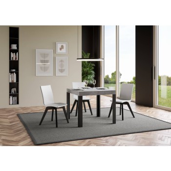 Table Linea - Table extensible 90x90/246 cm Linea Frêne Blanc structure Anthracite