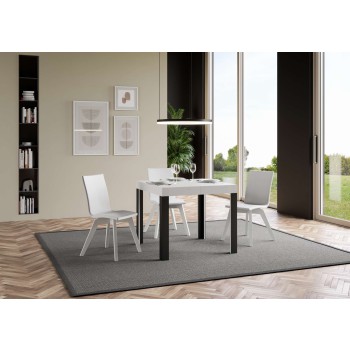 Table Linea - Table extensible 90x90/246 cm Linea Frêne Blanc structure Anthracite