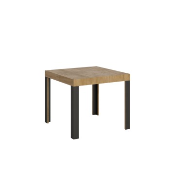 Table Linea - Table extensible 90x90/246 cm Linea Frêne Blanc structure Anthracite