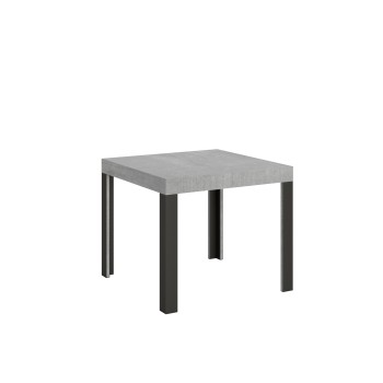 Table Linea - Table extensible 90x90/246 cm Linea Frêne Blanc structure Anthracite