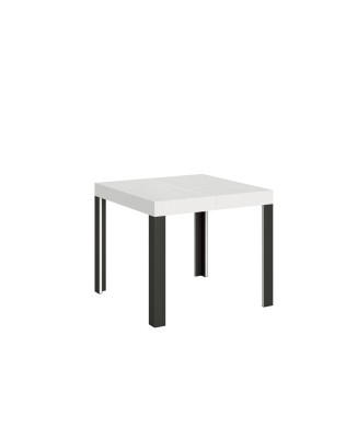 Table Linea - Table extensible 90x90/246 cm Linea Frêne Blanc structure Anthracite