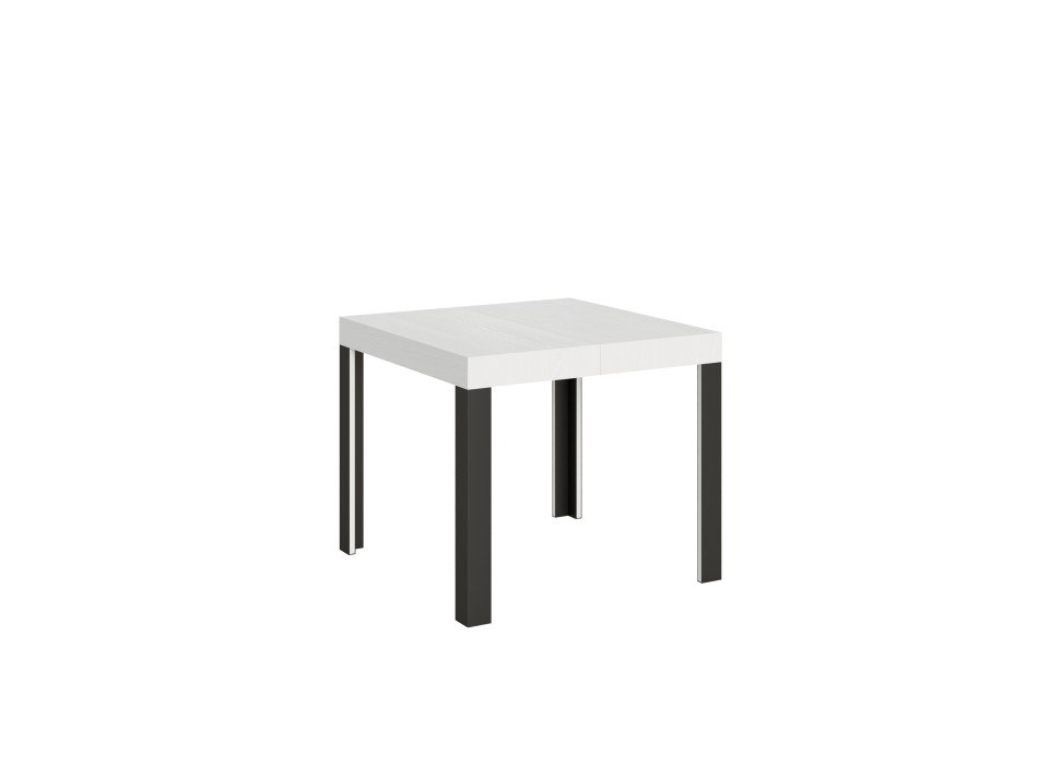 Table Linea - Table extensible 90x90/246 cm Linea Frêne Blanc structure Anthracite