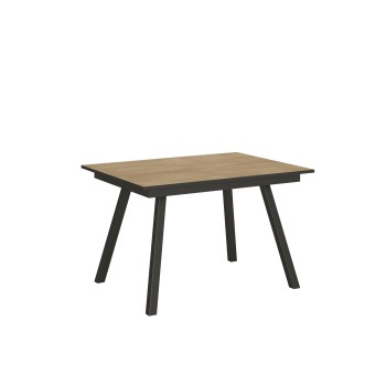 Table Mirhi - Table extensible 90x120/180 cm Mirhi Frêne Blanc structure Anthracite