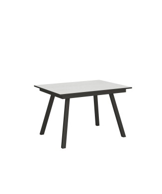 Table Mirhi - Table extensible 90x120/180 cm Mirhi Frêne Blanc structure Anthracite