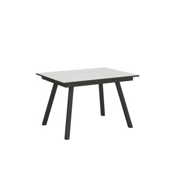 Table Mirhi - Table extensible 90x120/180 cm Mirhi Frêne Blanc structure Anthracite