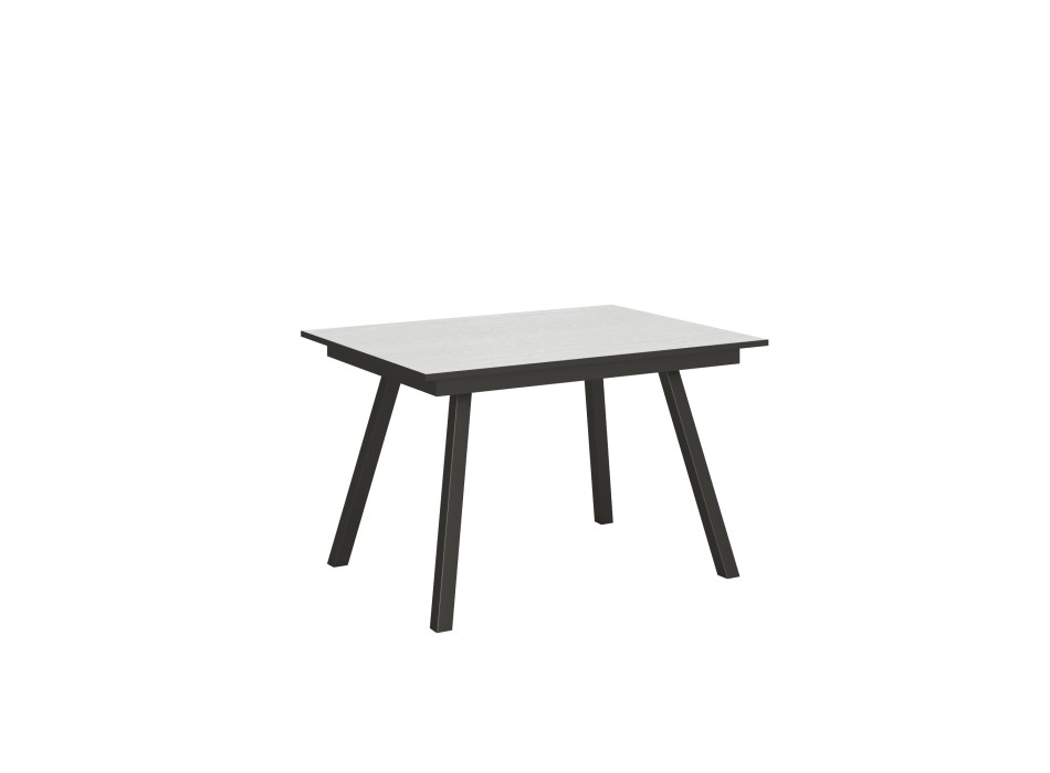 Table Mirhi - Table extensible 90x120/180 cm Mirhi Frêne Blanc structure Anthracite