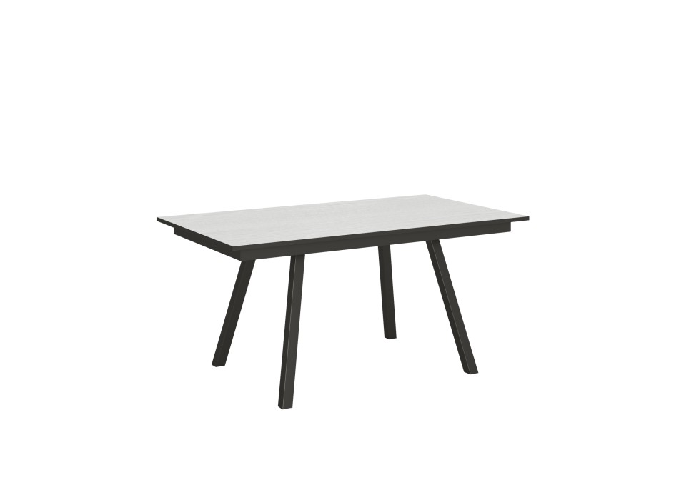 Table Mirhi - Table extensible 90x160/220 cm Mirhi Frêne Blanc structure Anthracite