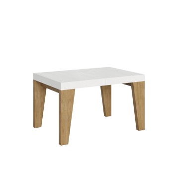 Table Naxy Mix - Table extensible 90x130/234 cm Naxy Mix Plateau Frêne Blanc - Pieds Noyer