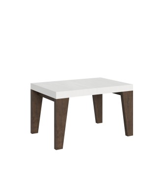 Table Naxy Mix - Table extensible 90x130/234 cm Naxy Mix Plateau Frêne Blanc - Pieds Noyer