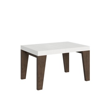 Table Naxy Mix - Table extensible 90x130/234 cm Naxy Mix Plateau Frêne Blanc - Pieds Noyer