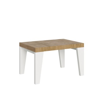 Table Naxy Mix - Table extensible 90x130/390 cm Plateau Frêne Blanc Naxy Mix - Pieds Noyer