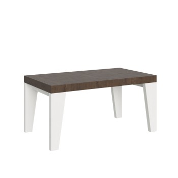 Table Naxy Mix - Table extensible 90x160/264 cm Plateau Frêne Blanc Naxy Mix - Pieds Noyer