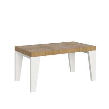 Table Naxy Mix - Table extensible 90x160/264 cm Plateau Frêne Blanc Naxy Mix - Pieds Noyer