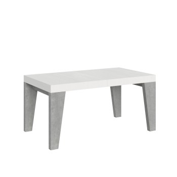 Table Naxy Mix - Table extensible 90x160/264 cm Plateau Frêne Blanc Naxy Mix - Pieds Noyer