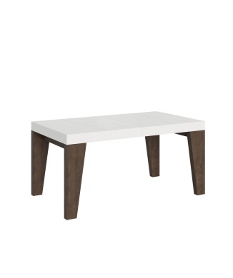 Table Naxy Mix - Table extensible 90x160/264 cm Plateau Frêne Blanc Naxy Mix - Pieds Noyer