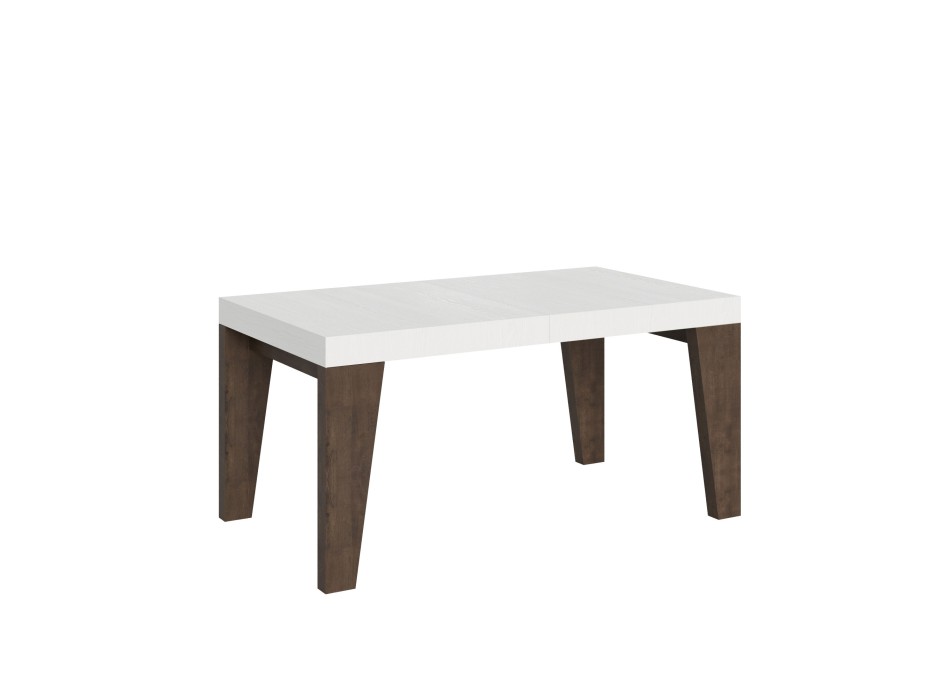 Table Naxy Mix - Table extensible 90x160/264 cm Plateau Frêne Blanc Naxy Mix - Pieds Noyer