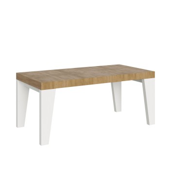 Table Naxy Mix - Table extensible 90x180/284 cm Plateau Frêne Blanc Naxy Mix - Pieds Noyer