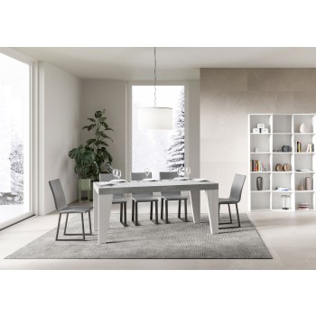 Table Naxy Mix - Table extensible 90x180/284 cm Plateau Frêne Blanc Naxy Mix - Pieds Noyer