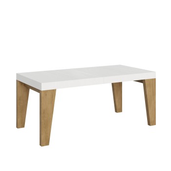 Table Naxy Mix - Table extensible 90x180/284 cm Plateau Frêne Blanc Naxy Mix - Pieds Noyer