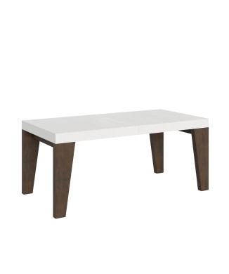 Table Naxy Mix - Table extensible 90x180/284 cm Plateau Frêne Blanc Naxy Mix - Pieds Noyer