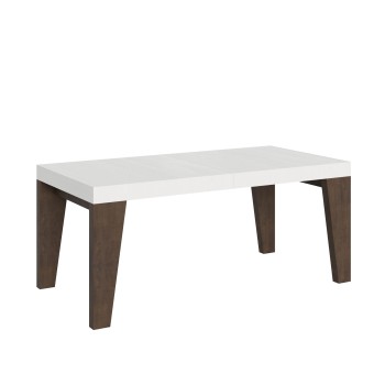 Table Naxy Mix - Table extensible 90x180/284 cm Plateau Frêne Blanc Naxy Mix - Pieds Noyer