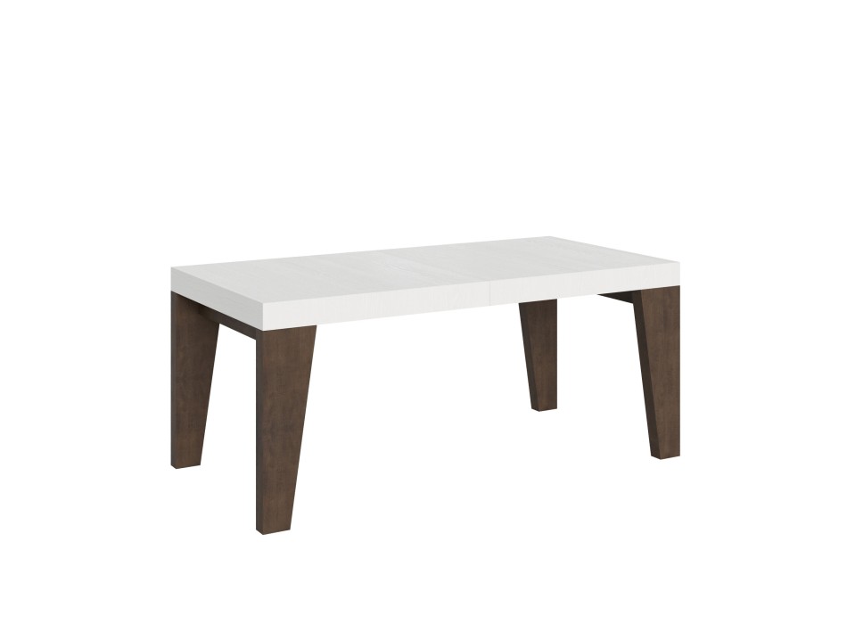 Table Naxy Mix - Table extensible 90x180/284 cm Plateau Frêne Blanc Naxy Mix - Pieds Noyer