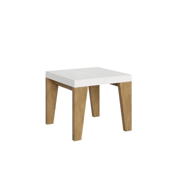 Table Naxy - Table extensible 90x90/246 cm Naxy Frêne Blanc