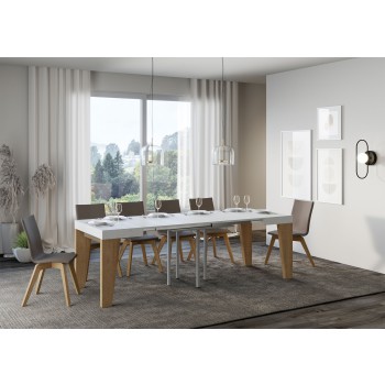 Table Naxy - Table extensible 90x90/246 cm Naxy Frêne Blanc