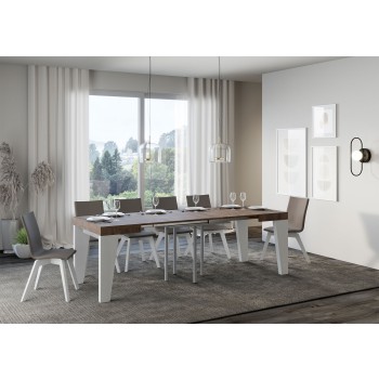 Table Naxy - Table extensible 90x90/246 cm Naxy Frêne Blanc