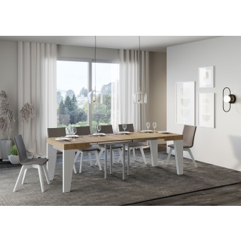 Table Naxy - Table extensible 90x90/246 cm Naxy Frêne Blanc