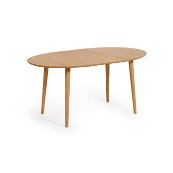 Table ovale extensible Oqui en placage chêne Ø120