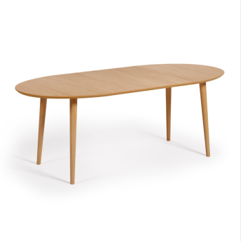 Table ovale extensible Oqui en placage chêne Ø120