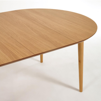 Table ovale extensible Oqui en placage chêne Ø120