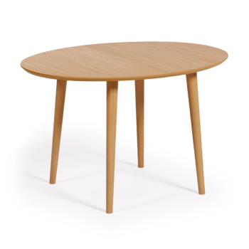 Table ovale extensible Oqui en placage chêne Ø120