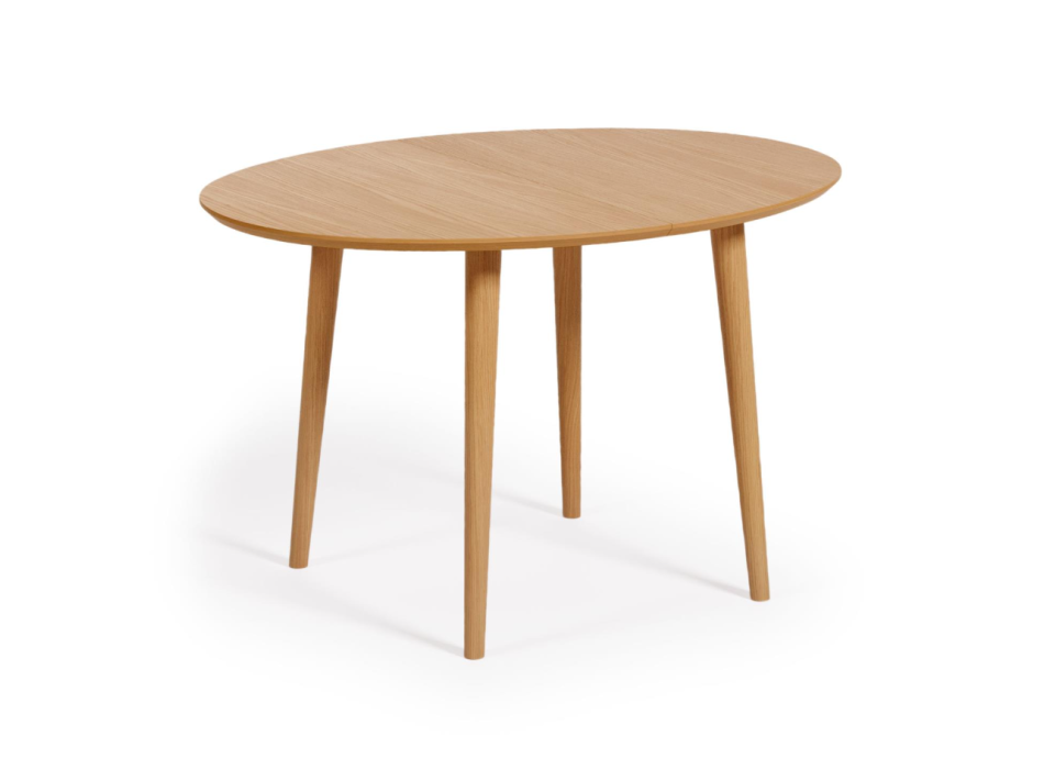 Table ovale extensible Oqui en placage chêne Ø120