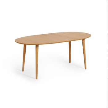 Table ovale extensible Oqui en placage chêne Ø140