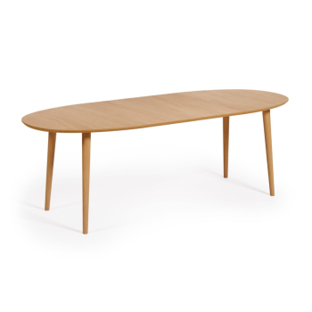 Table ovale extensible Oqui en placage chêne Ø140