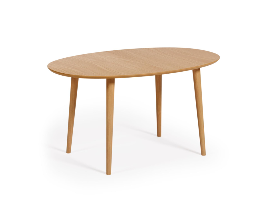 Table ovale extensible Oqui en placage chêne Ø140