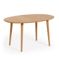 Table ovale extensible Oqui en placage chêne Ø140