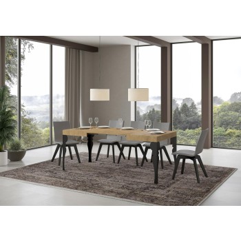 Table Paxon Anthracite - Table extensible 80x120/204 cm Paxon Frêne Blanc structure Anthracite