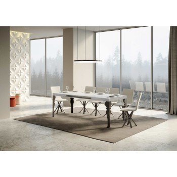 Table Paxon Anthracite - Table extensible 90X120/224 cm Paxon Frêne Blanc structure Anthracite