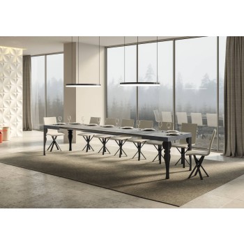 Table Paxon Anthracite - Table extensible 90x130/390 cm Paxon Frêne Blanc structure Anthracite