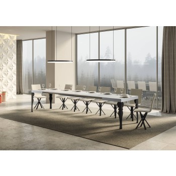 Table Paxon Anthracite - Table extensible 90x130/390 cm Paxon Frêne Blanc structure Anthracite