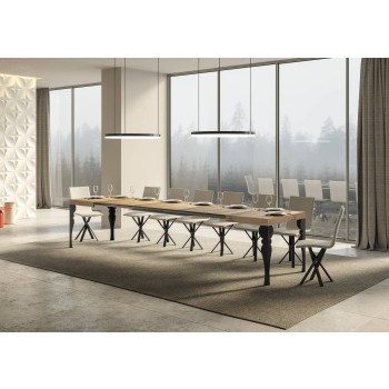 Table Paxon Anthracite - Table extensible 90x130/390 cm Paxon Frêne Blanc structure Anthracite